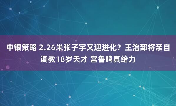 申银策略 2.26米张子宇又迎进化？王治郅将亲自调教18岁天才 宫鲁鸣真给力