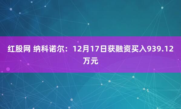 红股网 纳科诺尔：12月17日获融资买入939.12万元